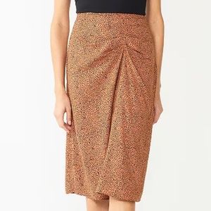 Animal Print Nine West Side Ruched Midi Skirt - Size M